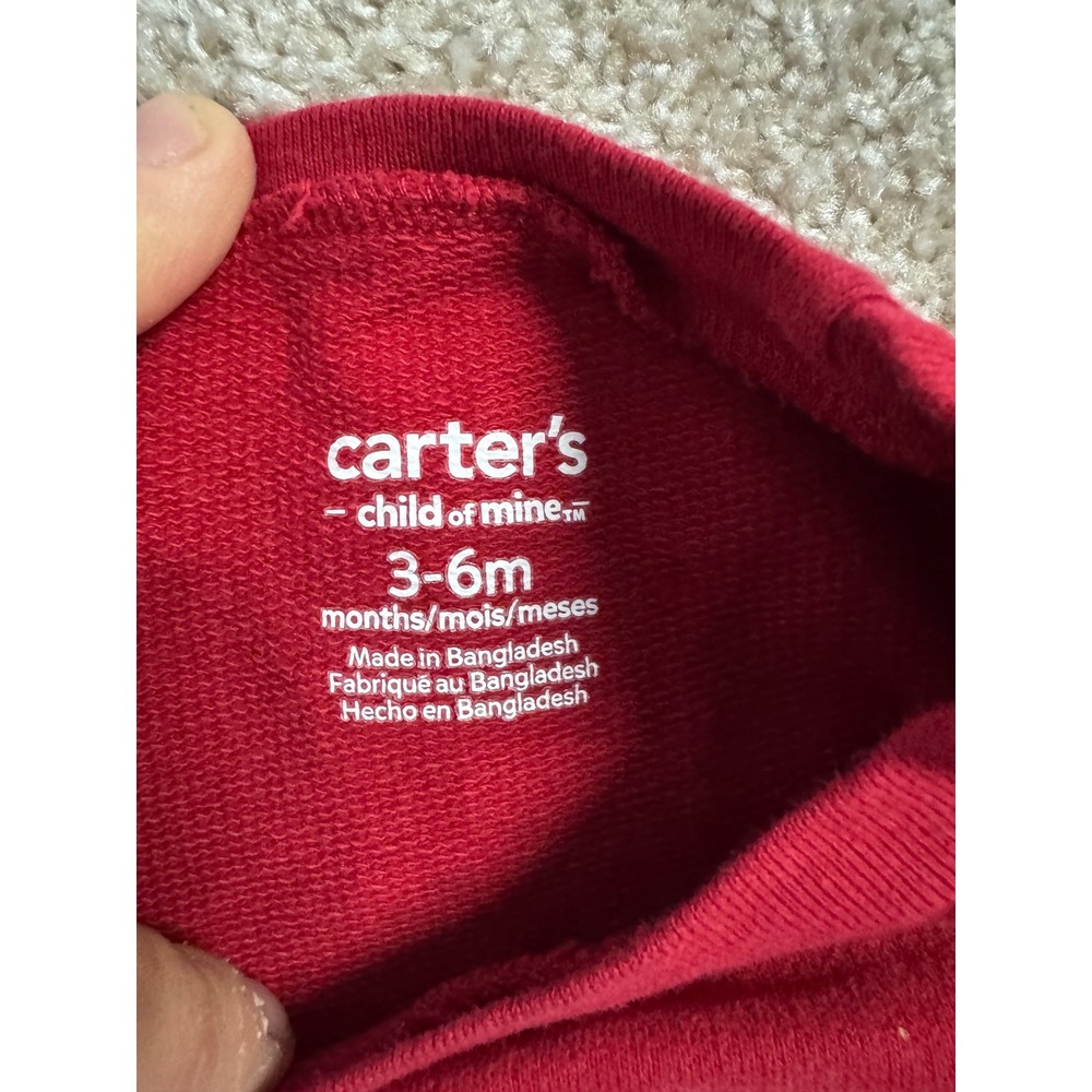 Carters Child of Mine Baby Boys Red Santa Sweatshirt and Grey Joggers Set 3-6M - Picture 4 of 6